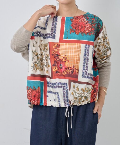 BEARDSLEY スカーフパッチワークプリントニット　新品未使用タグ付 セール】スカーフパッチワークプリントニット（ニット/セーター