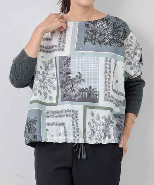 ビアズリー スカーフ柄ニットbeardsley スカーフパッチワークプリントニット（ニット/セーター）｜BEARDSLEY