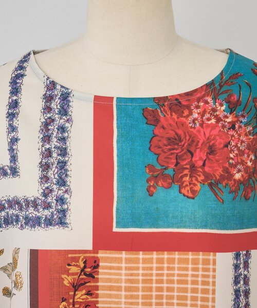 セール】スカーフパッチワークプリントニット（ニット/セーター