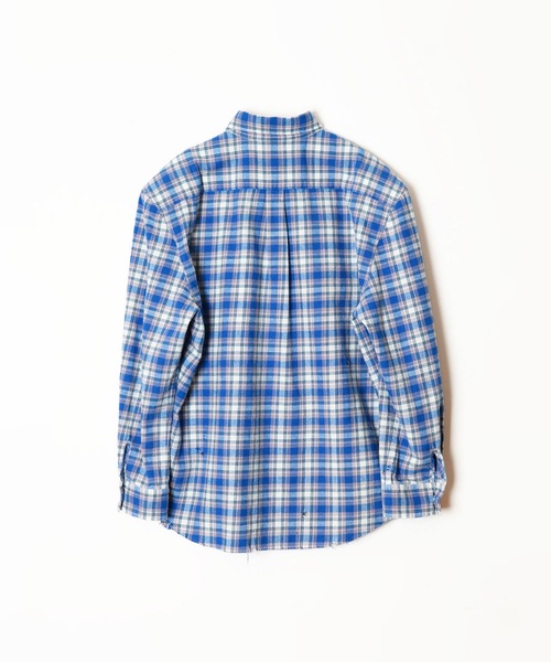 HOLIDAY（ホリデイ）の「CHECK PADDED SHOULDER DAMAGE BIG SHIRT チェックパディッドショルダーダメージビッグシャツ（シャツ/ブラウス・レディース・ブルー・ONE SIZE）」の2枚目の写真