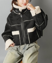 ムートンコート（ブラック/黒色系・ショート丈）ファッション通販