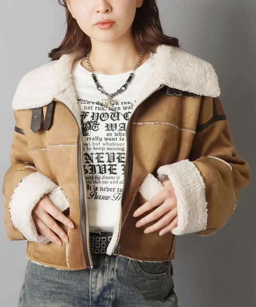 新色登場☆ショート丈ボアムートンジャケット/5色展開（ムートンコート