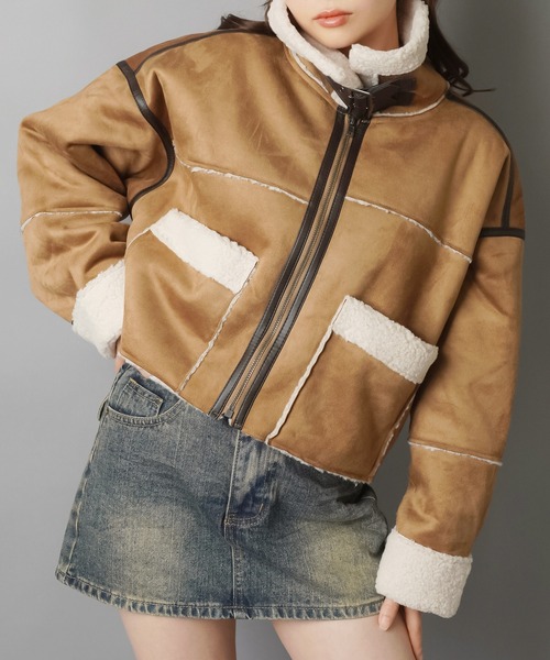 新色登場☆ショート丈ボアムートンジャケット/5色展開（ムートンコート