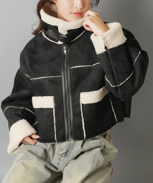 新色登場☆ショート丈ボアムートンジャケット/5色展開（ムートンコート