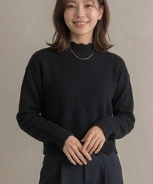 ドロップショルダー ヘムラインアクセントニット