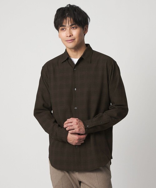 A DAY IN THE LIFE UNITED ARROWS(アデイインザライフユナイテッドアローズ)の「ウールライク グレンチェック リラックスシャツ<A DAY IN THE LIFE>(シャツ/ブラウス・メンズ・ネイビー/ダークブラウン・M/L)」の2枚目の写真