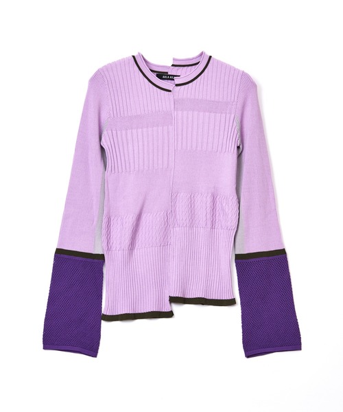 AULA AILA(アウラアイラ)の「オフセンターリブニット(ニット/セーター・レディース・ブラック/グレー/グリーン/ピンク・0)」の4枚目の写真