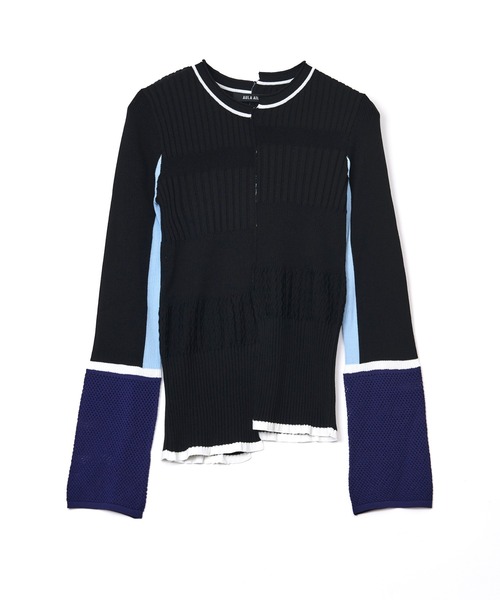 AULA AILA(アウラアイラ)の「オフセンターリブニット(ニット/セーター・レディース・ブラック/グレー/グリーン/ピンク・0)」の2枚目の写真