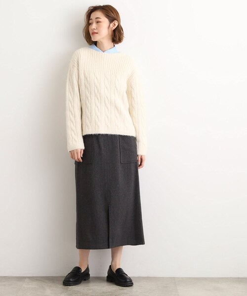 grove(グローブ)の「ふんわり包み込む ケーブルボートネックニット(ニット/セーター・レディース・ワインレッド/ブラウン系その他/オフホワイト・02/03/01/04/05)」の8枚目の写真