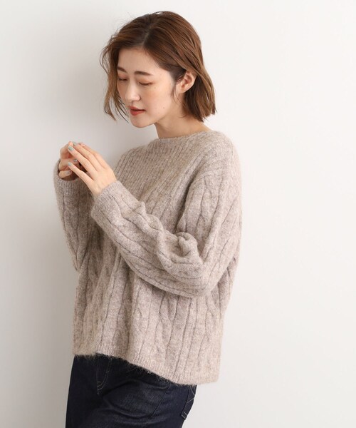 grove(グローブ)の「ふんわり包み込む ケーブルボートネックニット(ニット/セーター・レディース・ワインレッド/ブラウン系その他/オフホワイト・02/03/01/04/05)」の11枚目の写真