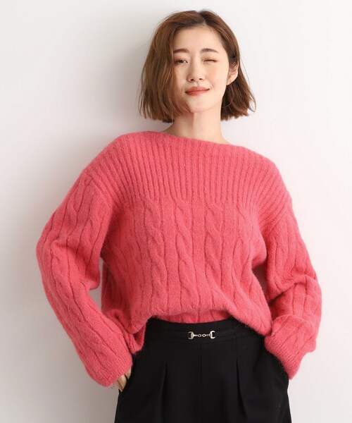 grove(グローブ)の「ふんわり包み込む ケーブルボートネックニット(ニット/セーター・レディース・ワインレッド/ブラウン系その他/オフホワイト・02/03/01/04/05)」の18枚目の写真