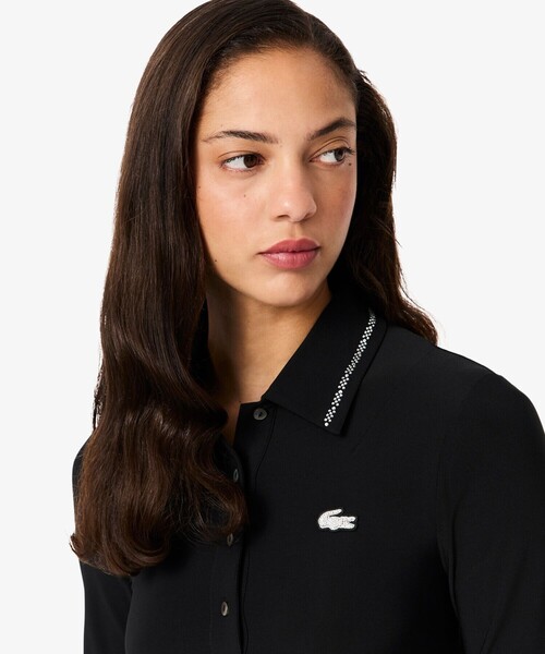 ラインストーンスリムフィットポロドレス / ポロワンピース（シャツ