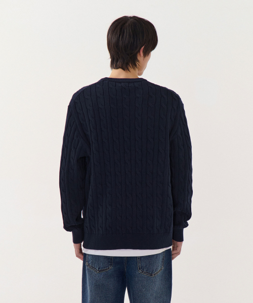 MUSINSA STANDARD（ムシンサスタンダード）の「コットンケーブルクルーネックニット[ネイビー]（ニット/セーター・メンズ・その他・SMALL/MEDIUM/LARGE/X-LARGE/XX-LARGE）」の3枚目の写真