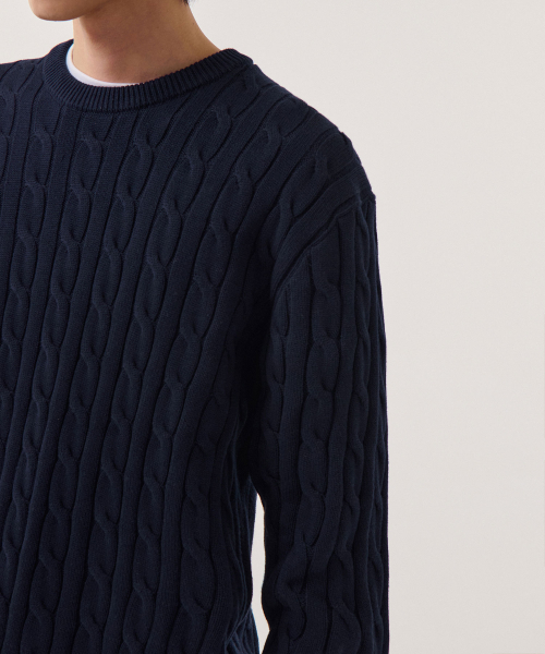 MUSINSA STANDARD（ムシンサスタンダード）の「コットンケーブルクルーネックニット[ネイビー]（ニット/セーター・メンズ・その他・SMALL/MEDIUM/LARGE/X-LARGE/XX-LARGE）」の5枚目の写真