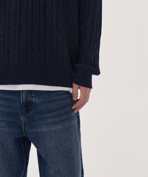 MUSINSA STANDARD（ムシンサスタンダード）の「コットンケーブルクルーネックニット[ネイビー]（ニット/セーター・メンズ・その他・SMALL/MEDIUM/LARGE/X-LARGE/XX-LARGE）」の6枚目の写真