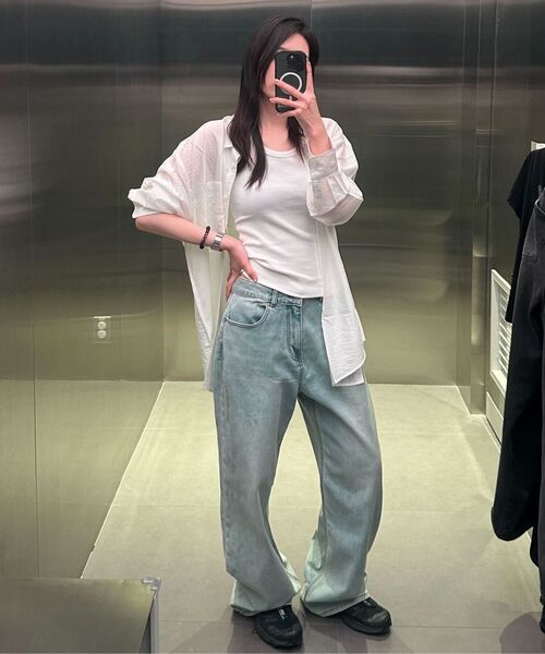 MUSINSA STANDARD WOMAN（ムシンサスタンダードウーマン）の「[クールタンダード] ウィメンズ ワイドデニムパンツ [ライトインディゴ]（デニムパンツ・レディース・その他・24/25/26/27/28/29）」の8枚目の写真
