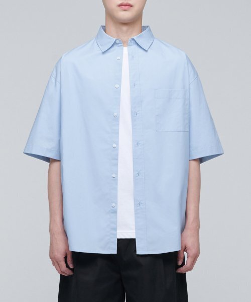 MUSINSA STANDARD(ムシンサスタンダード)の「特大ポプリン半袖シャツ【スカイブルー】(シャツ/ブラウス・メンズ・その他・XX-LARGE/LARGE/MEDIUM/SMALL/X-LARGE)」の4枚目の写真
