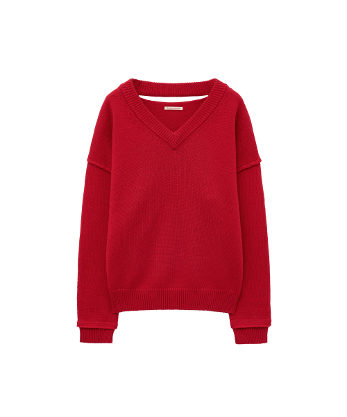 VANONE ATELIER（バノンアトリエ）の「KN4266 カットアウトVネックニット_Red（ニット/セーター・レディース・レッド・FREE）」の2枚目の写真