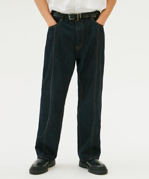 TRILLION(トリリオン)の「ウォッシュステッチデニムパンツ(INDIGO)(デニムパンツ・レディース・その他・MEDIUM/LARGE/X-LARGE)」の1枚目の写真