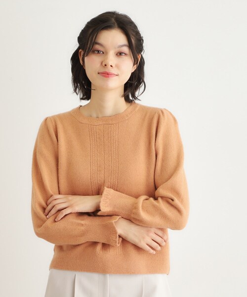 LAURA ASHLEY(ローラアシュレイ)の「【FOX混/洗える/袖口フリル】 柄編みプルオーバーニット(ニット/セーター・レディース・ライトグレー/アイボリー/ブラック/ライトオレンジ系/ライトブルー・38/40)」の5枚目の写真