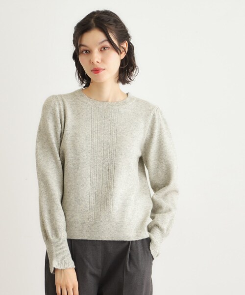 LAURA ASHLEY(ローラアシュレイ)の「【FOX混/洗える/袖口フリル】 柄編みプルオーバーニット(ニット/セーター・レディース・ライトグレー/アイボリー/ブラック/ライトオレンジ系/ライトブルー・38/40)」の1枚目の写真