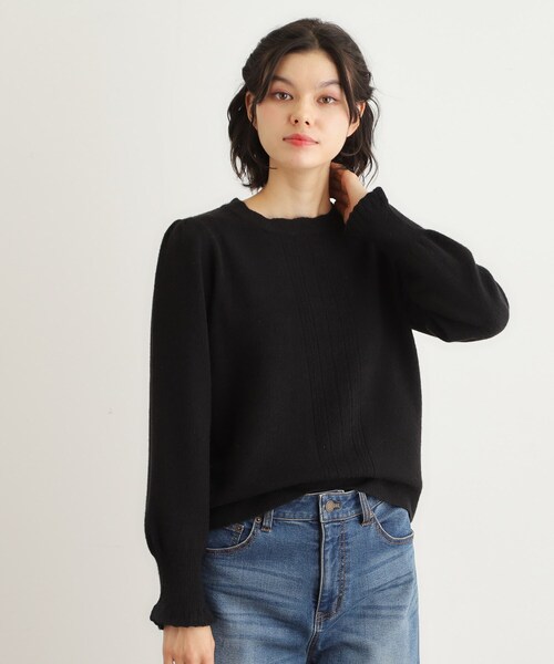 LAURA ASHLEY(ローラアシュレイ)の「【FOX混/洗える/袖口フリル】 柄編みプルオーバーニット(ニット/セーター・レディース・ライトグレー/アイボリー/ブラック/ライトオレンジ系/ライトブルー・38/40)」の3枚目の写真