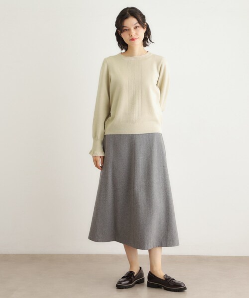 LAURA ASHLEY(ローラアシュレイ)の「【FOX混/洗える/袖口フリル】 柄編みプルオーバーニット(ニット/セーター・レディース・ライトグレー/アイボリー/ブラック/ライトオレンジ系/ライトブルー・38/40)」の8枚目の写真