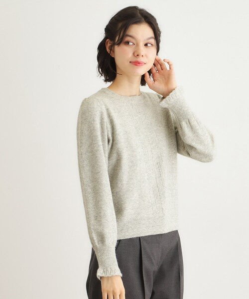 LAURA ASHLEY(ローラアシュレイ)の「【FOX混/洗える/袖口フリル】 柄編みプルオーバーニット(ニット/セーター・レディース・ライトグレー/アイボリー/ブラック/ライトオレンジ系/ライトブルー・38/40)」の10枚目の写真