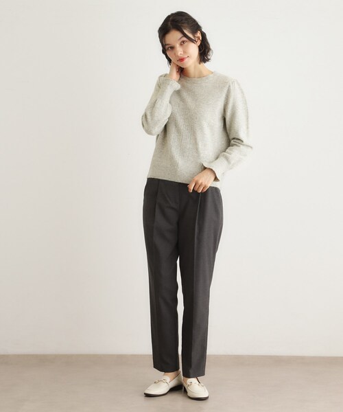 LAURA ASHLEY(ローラアシュレイ)の「【FOX混/洗える/袖口フリル】 柄編みプルオーバーニット(ニット/セーター・レディース・ライトグレー/アイボリー/ブラック/ライトオレンジ系/ライトブルー・38/40)」の12枚目の写真