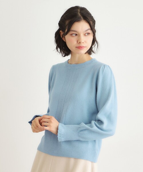 LAURA ASHLEY(ローラアシュレイ)の「【FOX混/洗える/袖口フリル】 柄編みプルオーバーニット(ニット/セーター・レディース・ライトグレー/アイボリー/ブラック/ライトオレンジ系/ライトブルー・38/40)」の22枚目の写真