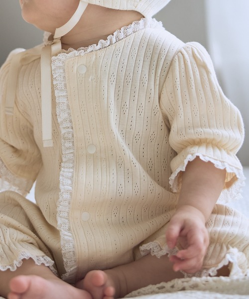 Rosemadame(ローズマダム)の「リブ× レース ベビー退院着セット(ベビーギフト・レディース・アイボリー/サックスブルー/オフホワイト・FREE)」の18枚目の写真