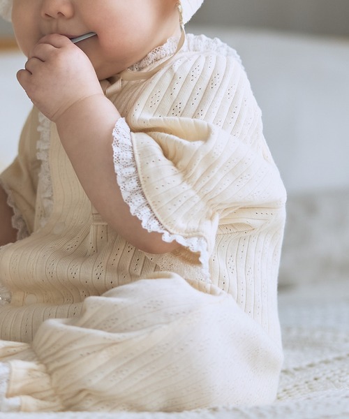 Rosemadame(ローズマダム)の「リブ× レース ベビー退院着セット(ベビーギフト・レディース・アイボリー/サックスブルー/オフホワイト・FREE)」の19枚目の写真