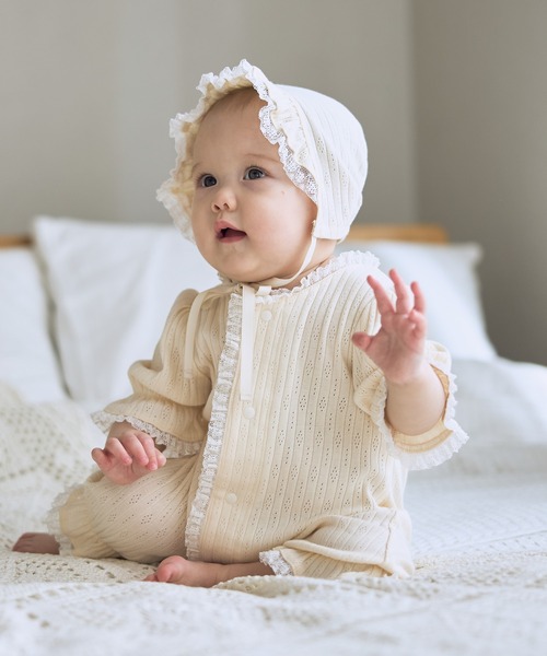 Rosemadame(ローズマダム)の「リブ× レース ベビー退院着セット(ベビーギフト・レディース・アイボリー/サックスブルー/オフホワイト・FREE)」の9枚目の写真