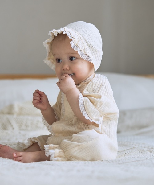 Rosemadame(ローズマダム)の「リブ× レース ベビー退院着セット(ベビーギフト・レディース・アイボリー/サックスブルー/オフホワイト・FREE)」の10枚目の写真