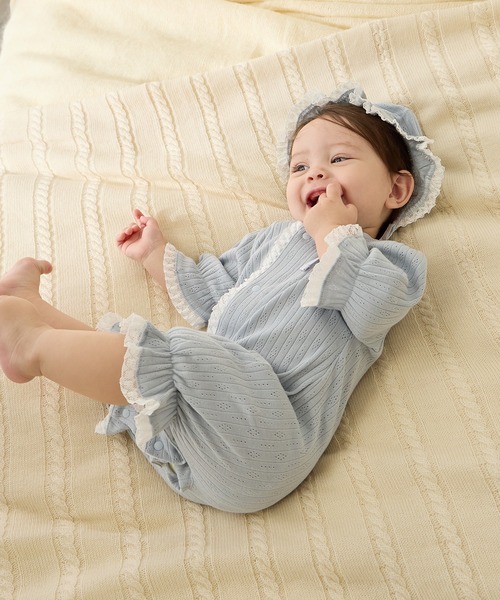 Rosemadame(ローズマダム)の「リブ× レース ベビー退院着セット(ベビーギフト・レディース・アイボリー/サックスブルー/オフホワイト・FREE)」の12枚目の写真