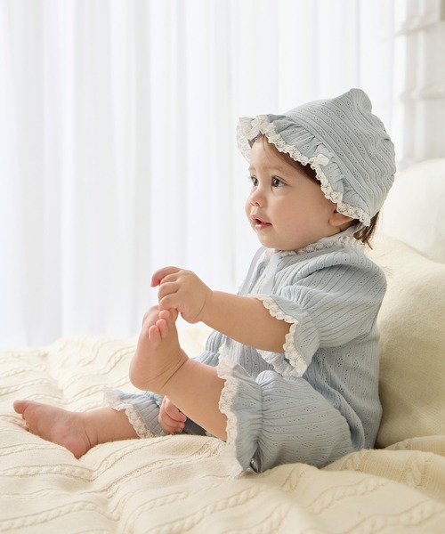 Rosemadame(ローズマダム)の「リブ× レース ベビー退院着セット(ベビーギフト・レディース・アイボリー/サックスブルー/オフホワイト・FREE)」の11枚目の写真