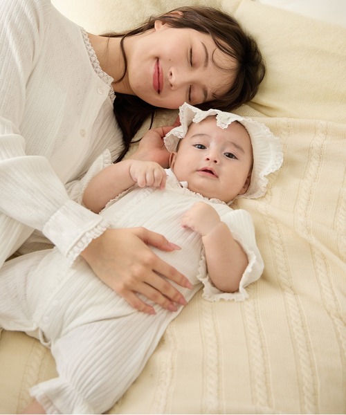 Rosemadame(ローズマダム)の「リブ× レース ベビー退院着セット(ベビーギフト・レディース・アイボリー/サックスブルー/オフホワイト・FREE)」の21枚目の写真