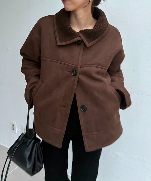 CAPRICIEUX LE'MAGE（カプリシューレマージュ）の「スエードボアミドルコート（その他アウター・レディース・ブラウン/ベージュ・38/36）」の5枚目の写真