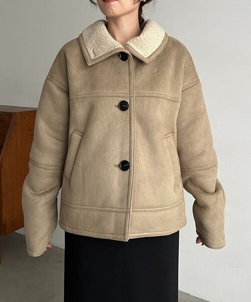CAPRICIEUX LE'MAGE（カプリシューレマージュ）の「スエードボアミドルコート（その他アウター・レディース・ブラウン/ベージュ・38/36）」の16枚目の写真
