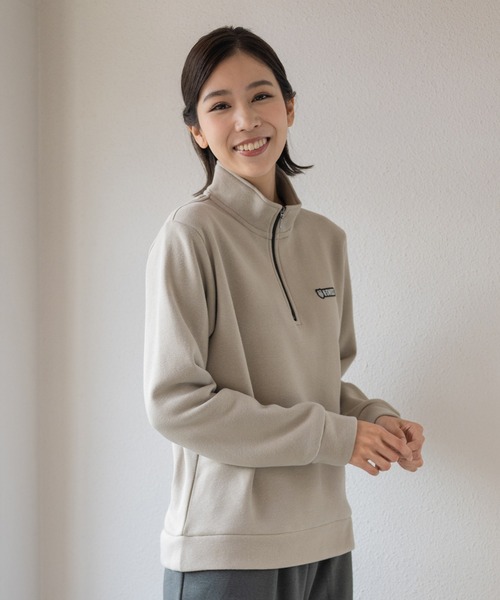 K-SWISS(ケースイス)の「【K-SWISS/ケースイス】裏起毛スウェットハーフZIPトレーナー/長袖 スタンドカラー スポーツカジュアル(スウェット・レディース・アイボリー/ブラック/チャコールグレー/ベージュ・MEDIUM/LARGE/X-LARGE)」の5枚目の写真