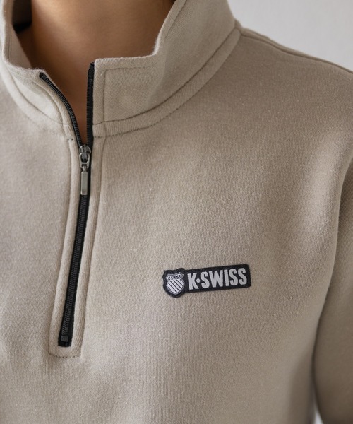 K-SWISS(ケースイス)の「【K-SWISS/ケースイス】裏起毛スウェットハーフZIPトレーナー/長袖 スタンドカラー スポーツカジュアル(スウェット・レディース・アイボリー/ブラック/チャコールグレー/ベージュ・MEDIUM/LARGE/X-LARGE)」の8枚目の写真