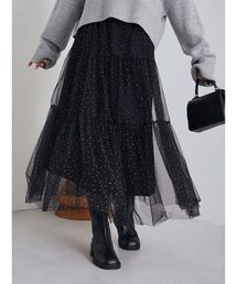 Mila Owen | ティアードチュールラインストーンスカート(スカート)