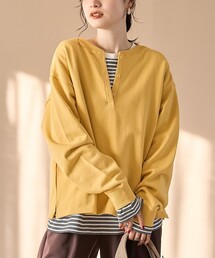 【セットアイテム】2wayヘンリーネック裏毛プルオーバー ボーダーロンTセット