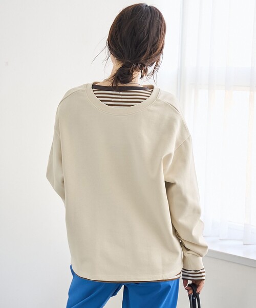 coen（コーエン）の「【セットアイテム】2wayヘンリーネック裏毛プルオーバー ボーダーロンTセット（Tシャツ/カットソー・レディース・オフホワイト/ナチュラル/ブラック/マスタード・M/L）」の7枚目の写真