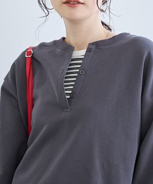 coen（コーエン）の「【セットアイテム】2wayヘンリーネック裏毛プルオーバー ボーダーロンTセット（Tシャツ/カットソー・レディース・オフホワイト/ナチュラル/ブラック/マスタード・M/L）」の13枚目の写真