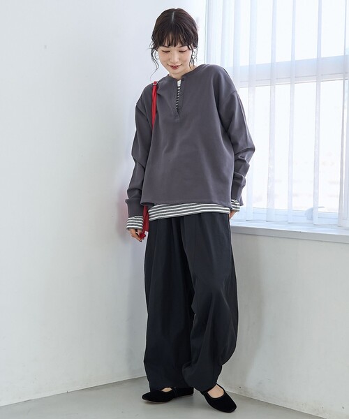 セール】【セットアイテム】2wayヘンリーネック裏毛プルオーバー