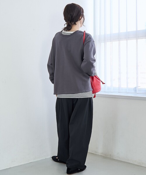 coen（コーエン）の「【セットアイテム】2wayヘンリーネック裏毛プルオーバー ボーダーロンTセット（Tシャツ/カットソー・レディース・オフホワイト/ナチュラル/ブラック/マスタード・M/L）」の16枚目の写真