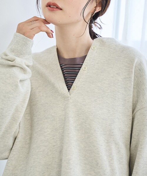 coen（コーエン）の「【セットアイテム】2wayヘンリーネック裏毛プルオーバー ボーダーロンTセット（Tシャツ/カットソー・レディース・オフホワイト/ナチュラル/ブラック/マスタード・M/L）」の21枚目の写真