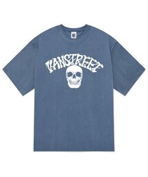 KTPN0168 レタリングオールドスクールピグメント半袖Tシャツ - ブルー