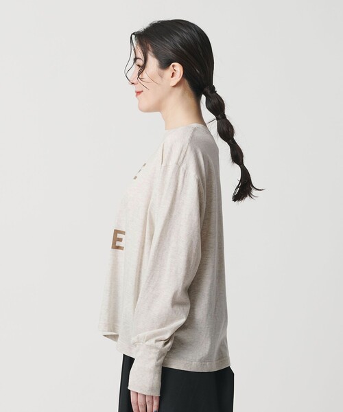 アメリカーナ 丸胴ロングスリーブTシャツ カットソー プリント オーバーサイズ Americana(アメリカーナ)｜ラフィー丸胴プリントTシャツ/ホワイト の